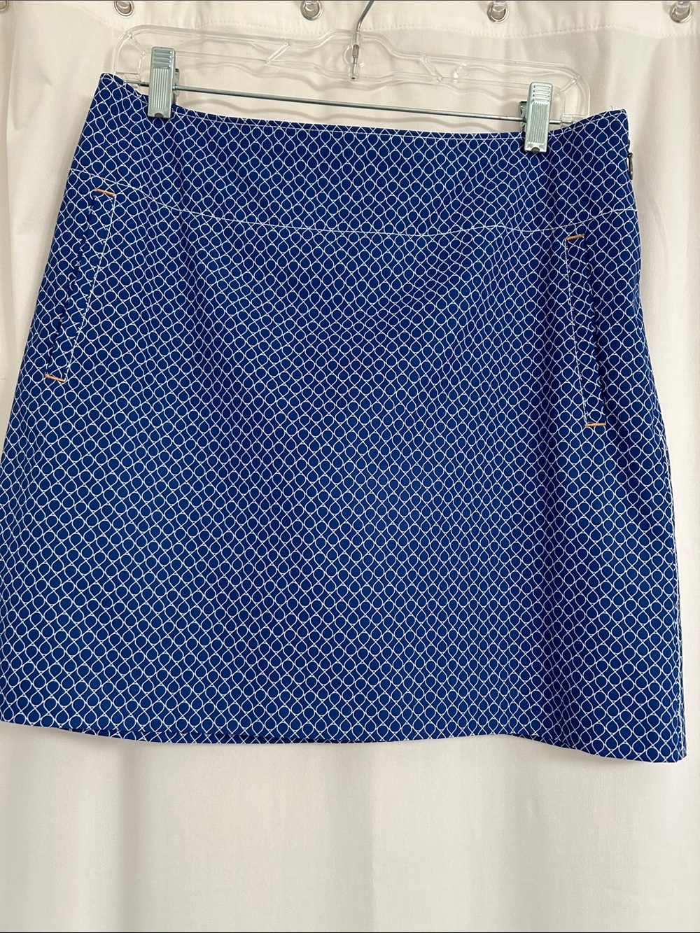 Blue Geometric Print A-Line Skort